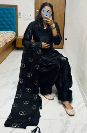 Women's Fendi Silk Solid Muslim Straight Kurti With Pant and Dupatta set
