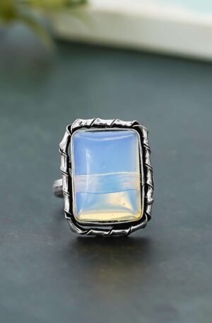 Arts Crystal Products Natural Labradorite Ring Set for Women,Vintage Joint Knuckle Stackable Rings Oval Gemstone Ring