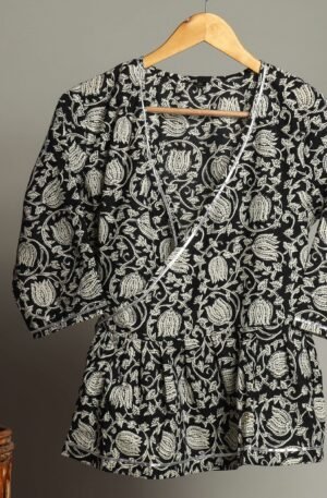 Handmade Block Print Cotton for Women ? Ethnic Floral Printed Top with Long Sleeves