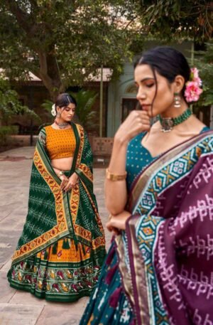 Women's Traditional Printed Lehenga Choli Set with Bandhani Dupatta ? Festive & Navratri Wear