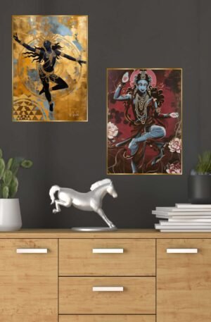 Set of Two Wall Paintings for Wall Dacoration Golden Framed Wall Paintings for Living Room & Bedroom Wall Art for Home Decoration & Office Wall Décor (14x11 inch CH-GD2-1)