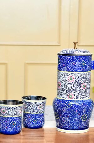ALUMINIUM JUG WITH GLASS
