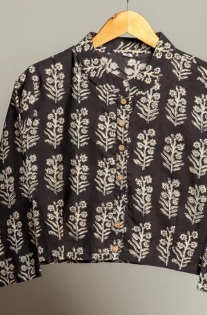 Handmade Block Print Cotton for Women ? Ethnic Floral Printed Top with Long Sleeves