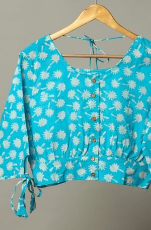 Handmade Block Print Cotton for Women ? Ethnic Floral Printed Top with Long Sleeves