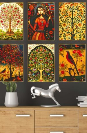Set of Six Wall Paintings for Wall Dacoration Golden Framed Wall Paintings for Living Room & Bedroom Wall Art for Home Decoration & Office Wall Décor (13x10 inch CH-GD6-6)